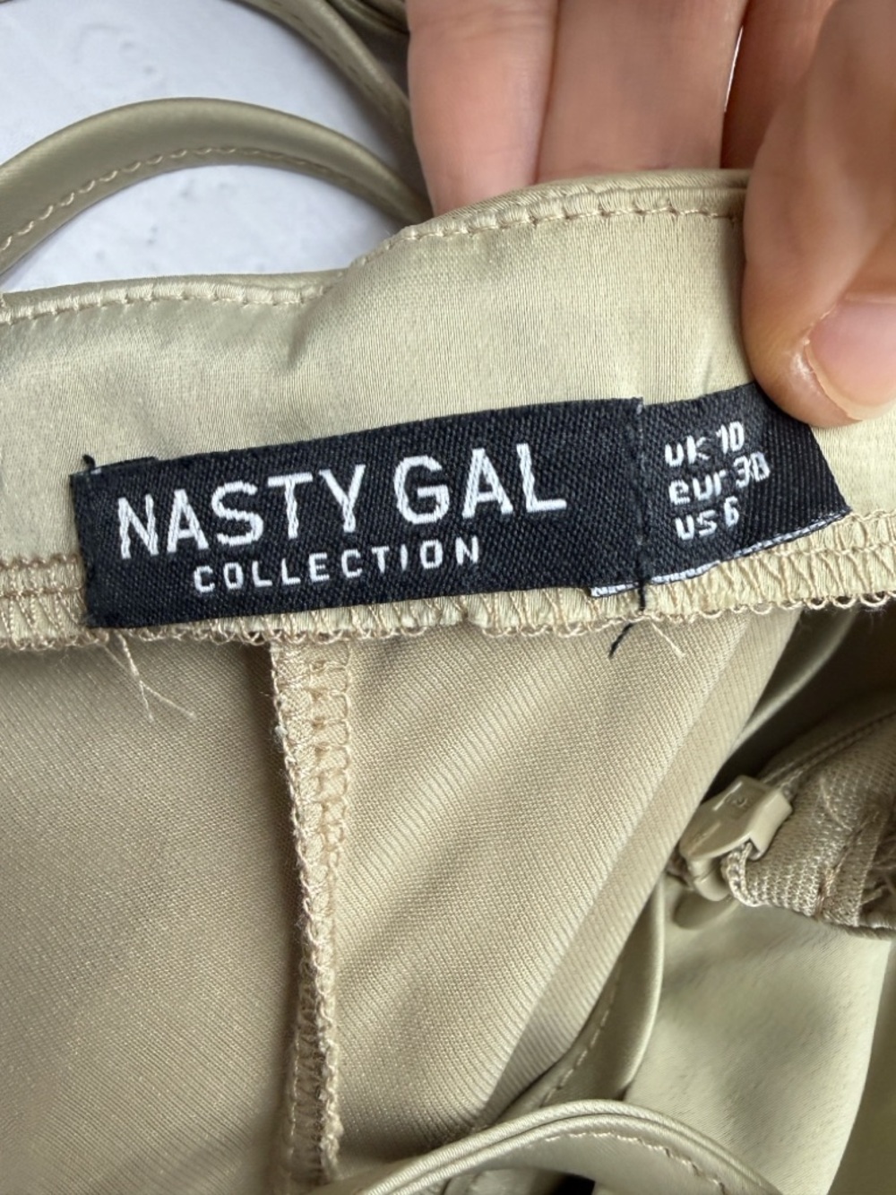 Nasty Gal Satin Halter Midi Dress Gold US 6 Y2K Slip - Picture 4 of 8